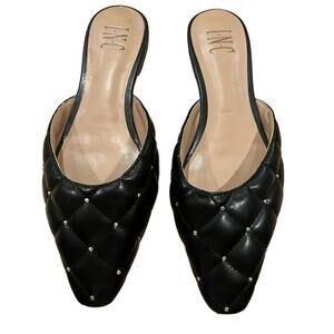 INC Studded Square-Pointed Quilted Padded Zafira Slip On Mules Size 8.5 Inches